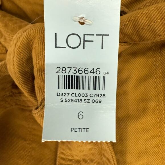 NWT Loft Cropped Pants Womens 6P Camel Paperbag Waist Belted High Rise Stretch - Picture 2 of 11